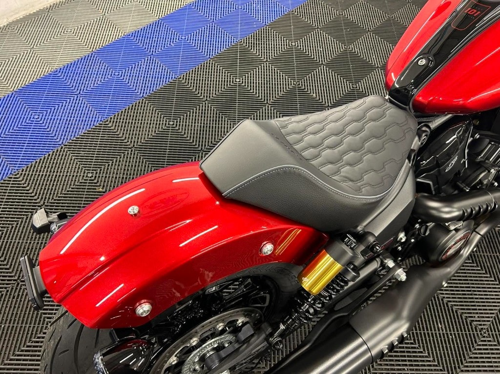 Red motorcycle detailed and protected